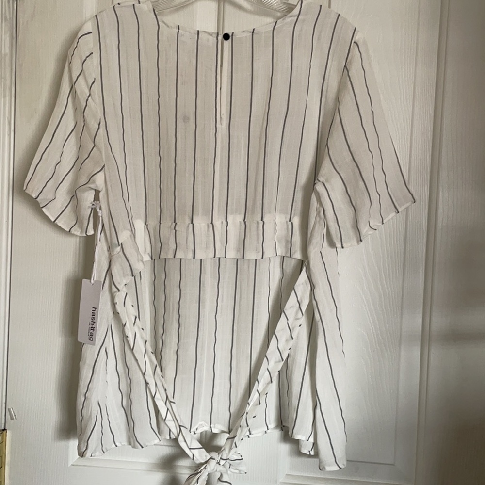 hashttag in trend striped back tie top - Picture 3 of 7